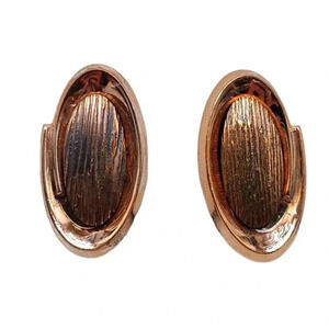 Renoir Oval Shape Modernist Copper Clip On Earrings Vintage Mid Century Modern